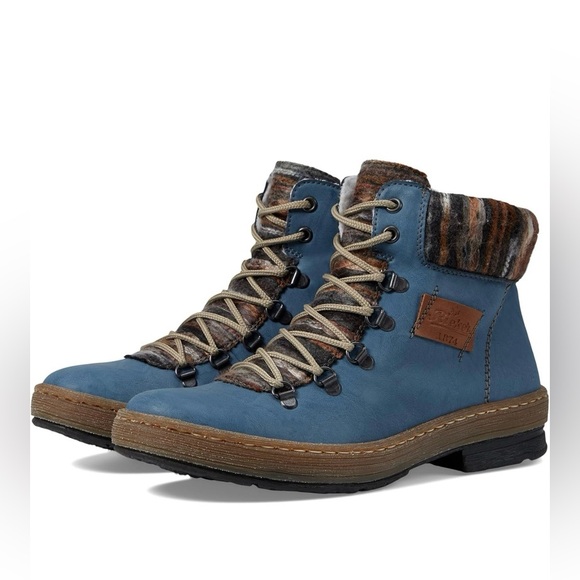 Rieker Women’s 6.5 Lace Up Comfort Boots Blue- NWT